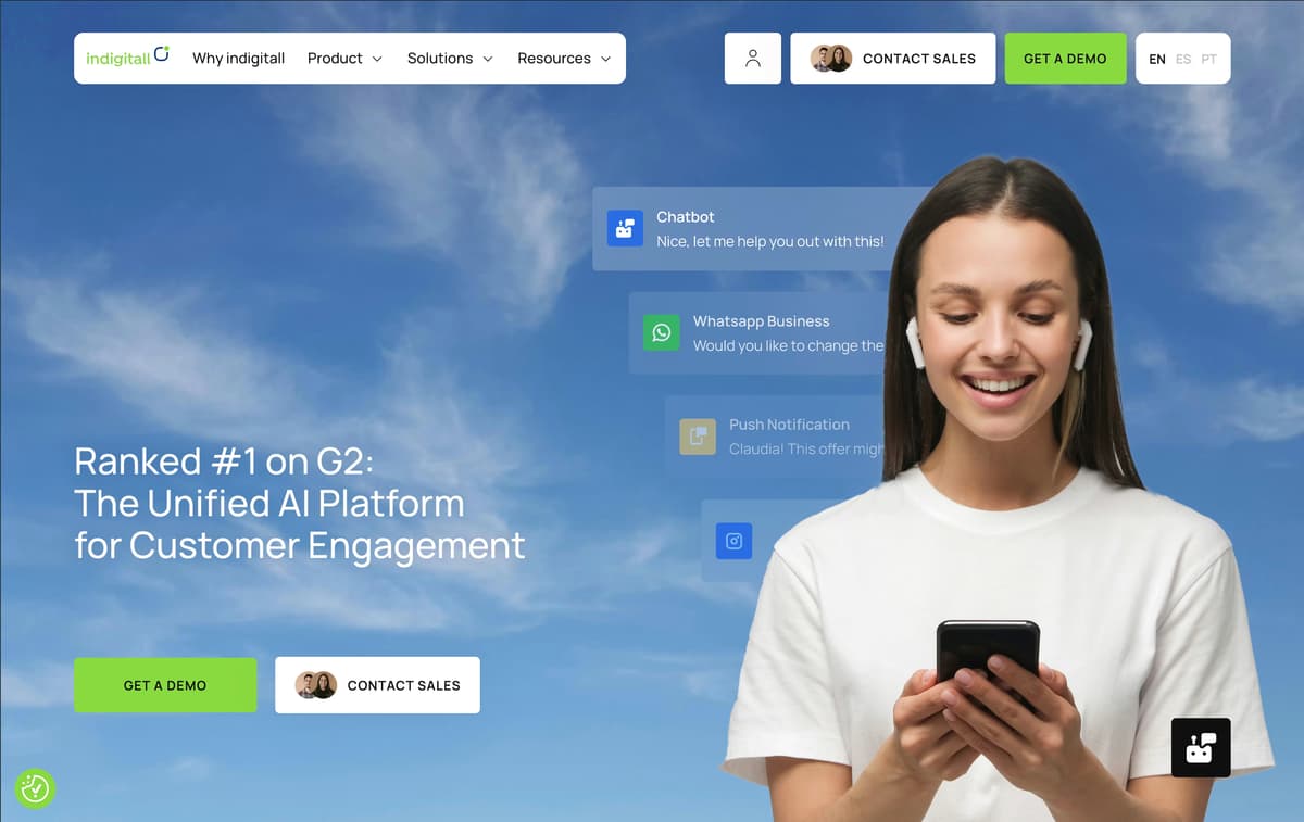 Hero home página web indigitall